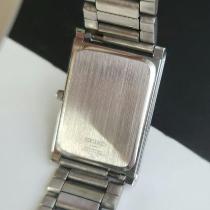 MOD Seiko Slim Rectangular Quartz Black Face Bracelet Men's Wrist Watch J93