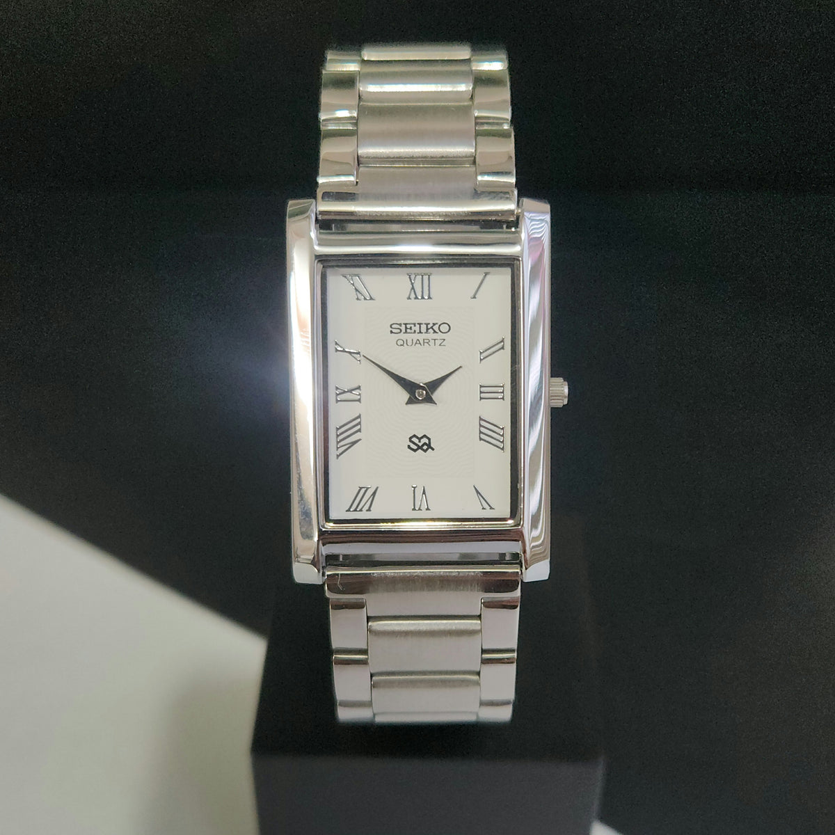 MOD Seiko Slim Rectangular Quartz White Face Bracelet Men's Wrist Watch J95