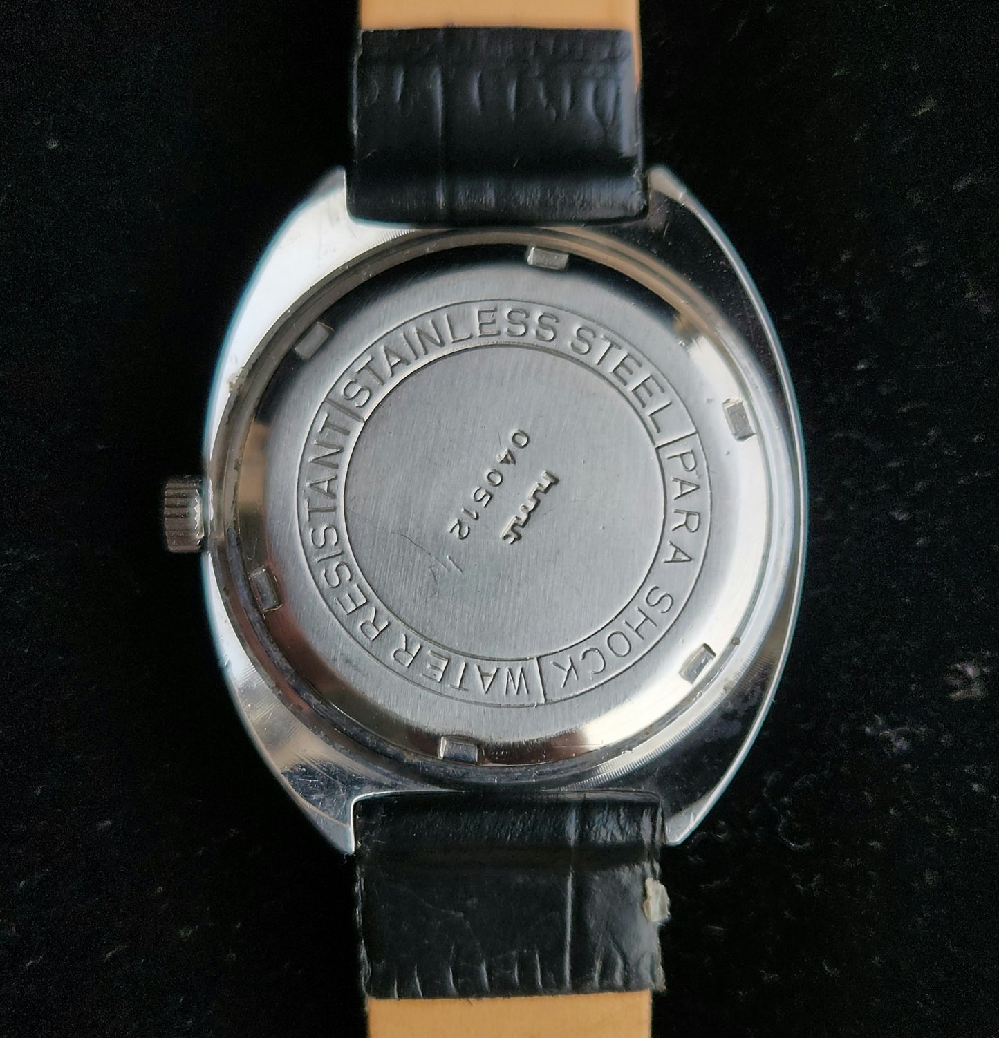 Vintage Original HMT Kohinoor Hand Winding 17 Jewels Black Face Black Leather Strap Men's Wrist Watch J98