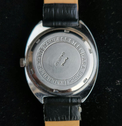 Vintage Original HMT Kohinoor Hand Winding 17 Jewels Black Face Black Leather Strap Men's Wrist Watch J98