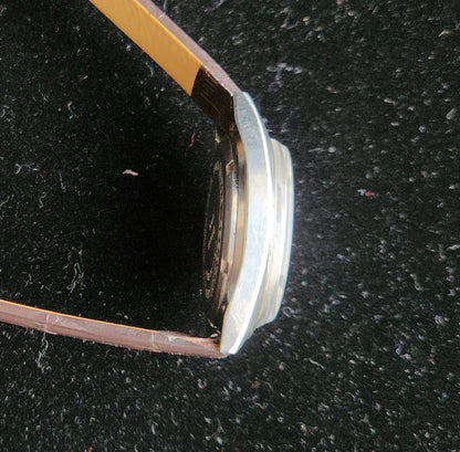 Vintage Original HMT Kohinoor Hand Winding 17 Jewels Silver Face Brown Leather Strap Men's Wrist Watch J100