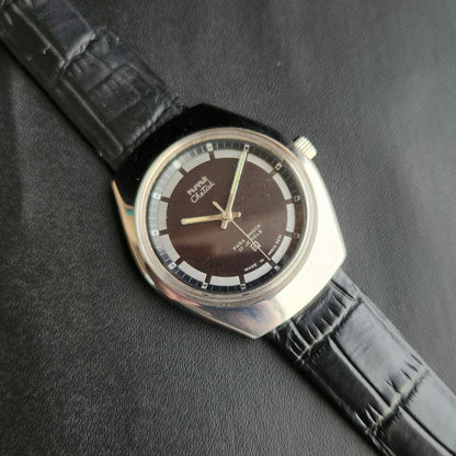 Vintage Original HMT Kohinoor Hand Winding 17 Jewels Silver Face Brown Leather Strap Men's Wrist Watch J100