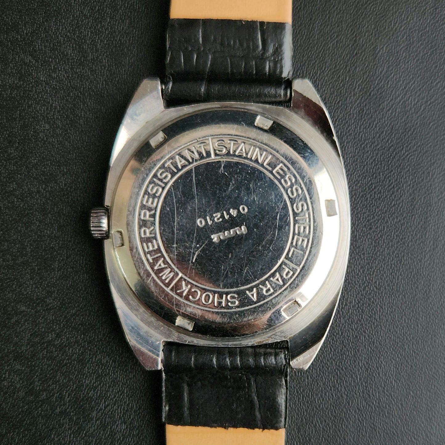 Vintage Original HMT Vijay Hand Winding 17 Jewels Grey Face Black Leather Strap Men's Wrist Watch J102