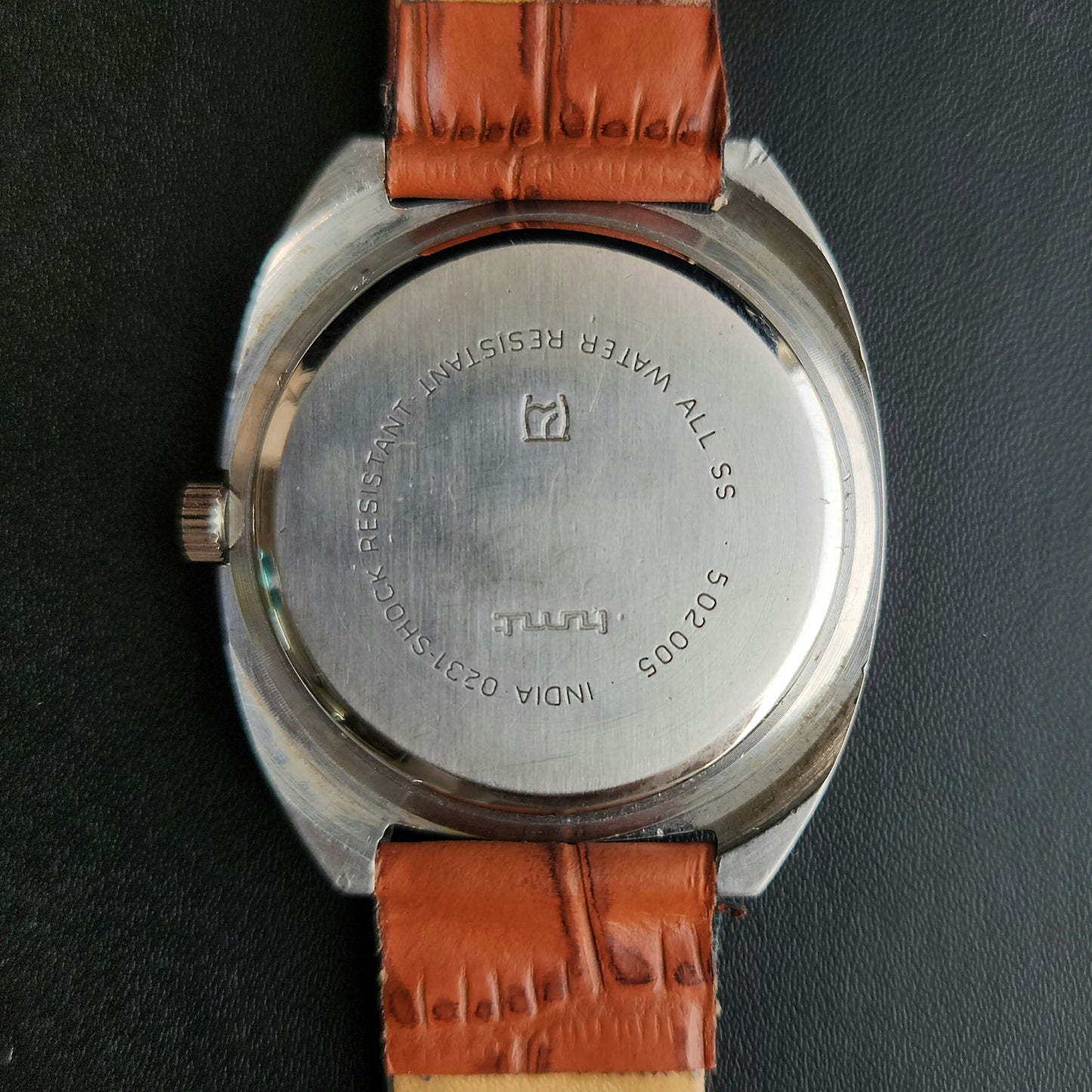 Vintage Original HMT Kohinoor Hand Winding 17 Jewels White Face Tan Leather Strap Men's Wrist Watch J103