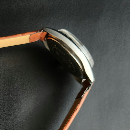 Vintage Original HMT Kohinoor Hand Winding 17 Jewels White Face Tan Leather Strap Men's Wrist Watch J103