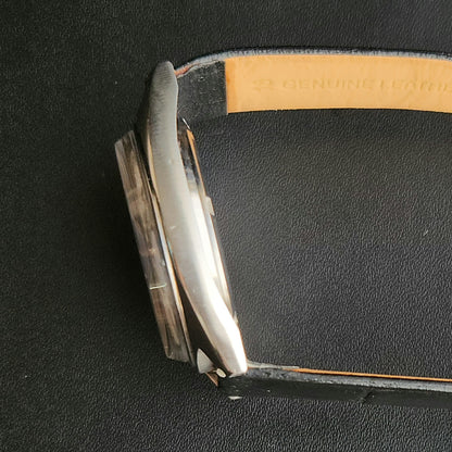 Vintage Original HMT Jayanth Hand Winding 17 Jewels Golden Face Black Leather Strap Men's Wrist Watch J107