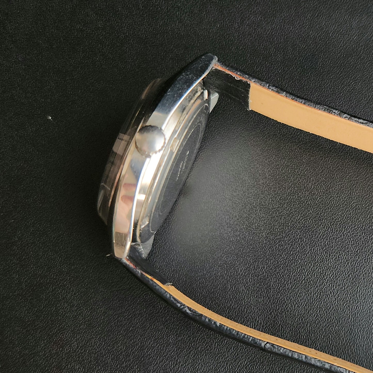 Vintage Original HMT Ashok Hand Winding 17 Jewels Grey Face Black Leather Strap Men's Wrist Watch J105