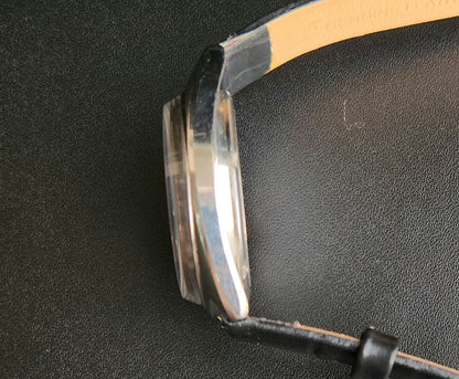 Vintage Original HMT Ashok Hand Winding 17 Jewels Grey Face Black Leather Strap Men's Wrist Watch J105