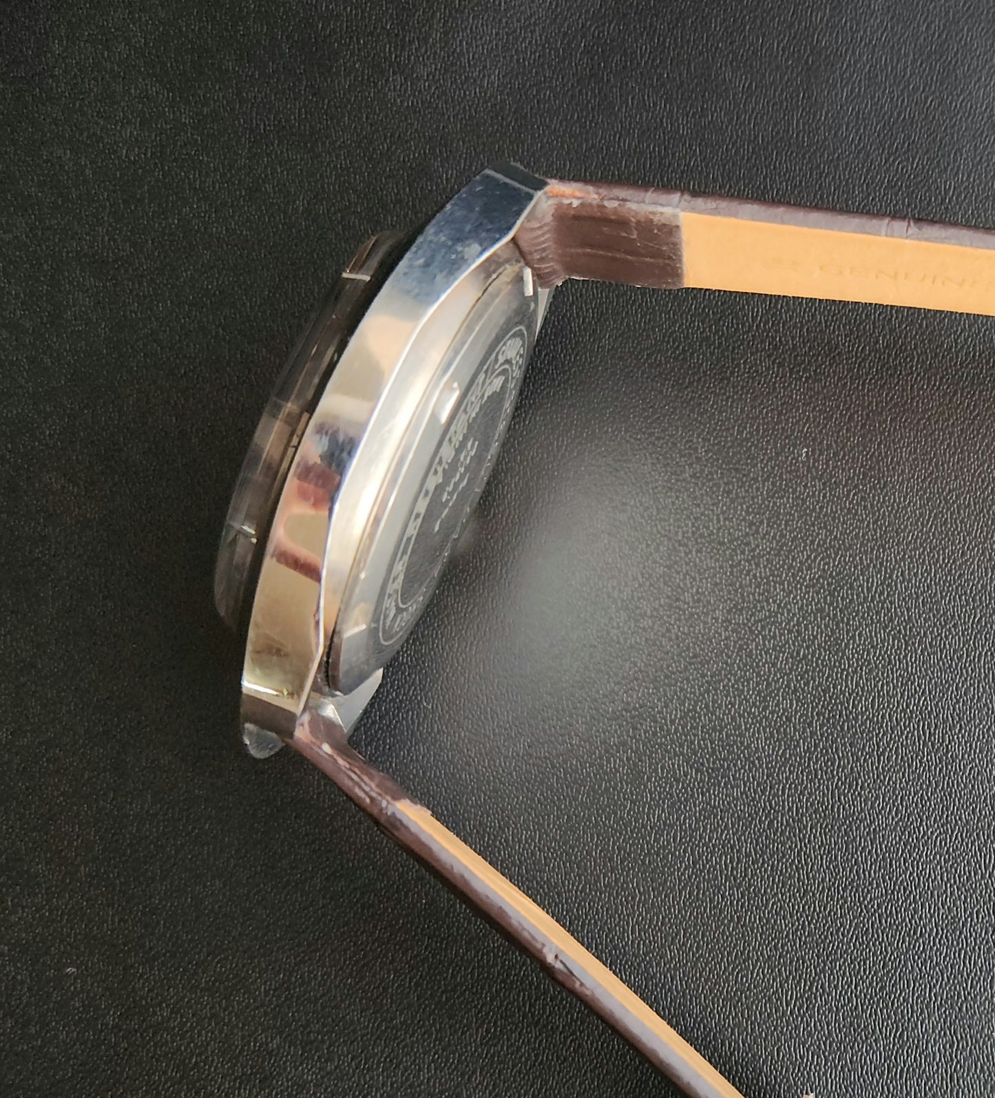 Vintage Original HMT Chirag Hand Winding 17 Jewels Green Face Brown Leather Strap Men's Wrist Watch J101