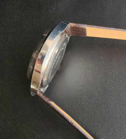 Vintage Original HMT Chirag Hand Winding 17 Jewels Green Face Brown Leather Strap Men's Wrist Watch J101