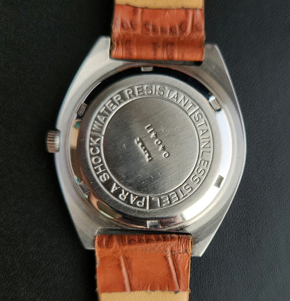 Vintage Original HMT Chirag Hand Winding 17 Jewels Green Face Tan Leather Strap Men's Wrist Watch J106