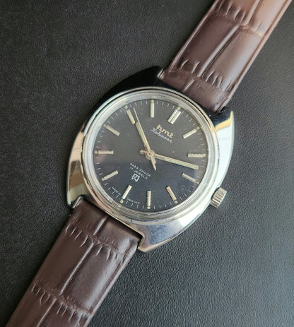 Vintage Original HMT Kohinoor Hand Winding 17 Jewels Grey Face Brown Leather Strap Men's Wrist Watch J109