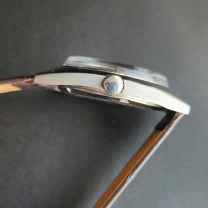 Vintage Original HMT Kohinoor Hand Winding 17 Jewels Grey Face Brown Leather Strap Men's Wrist Watch J109