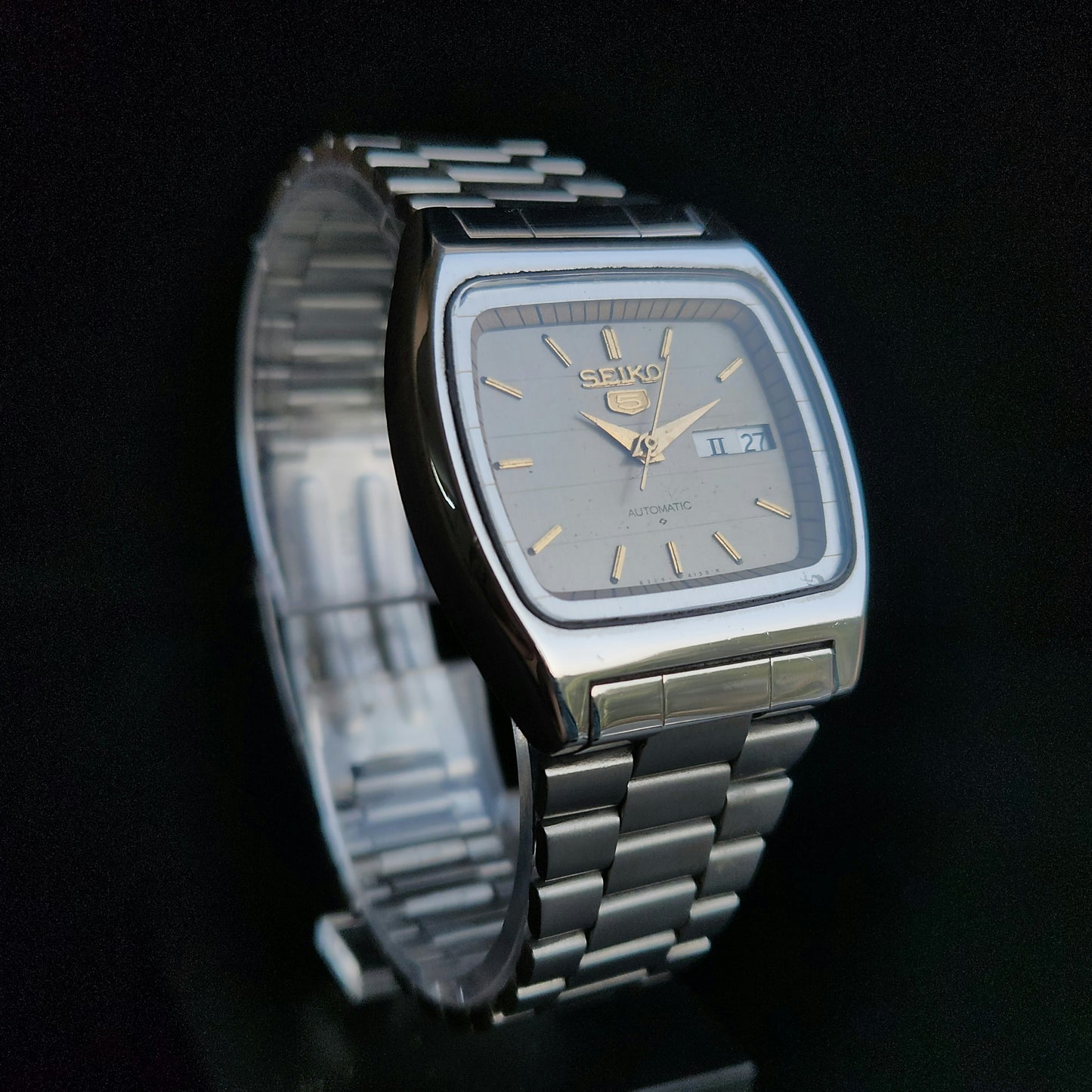 Vintage 1970 Original Seiko 5 Automatic 6309-599A Grey Face 17 Jewels Day-Date Japanese Men's Wrist Watch J107