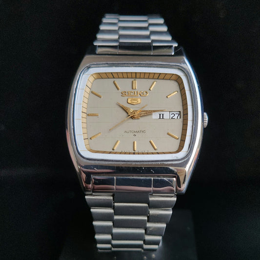 Vintage 1970 Original Seiko 5 Automatic 6309-599A Grey Face 17 Jewels Day-Date Japanese Men's Wrist Watch J107