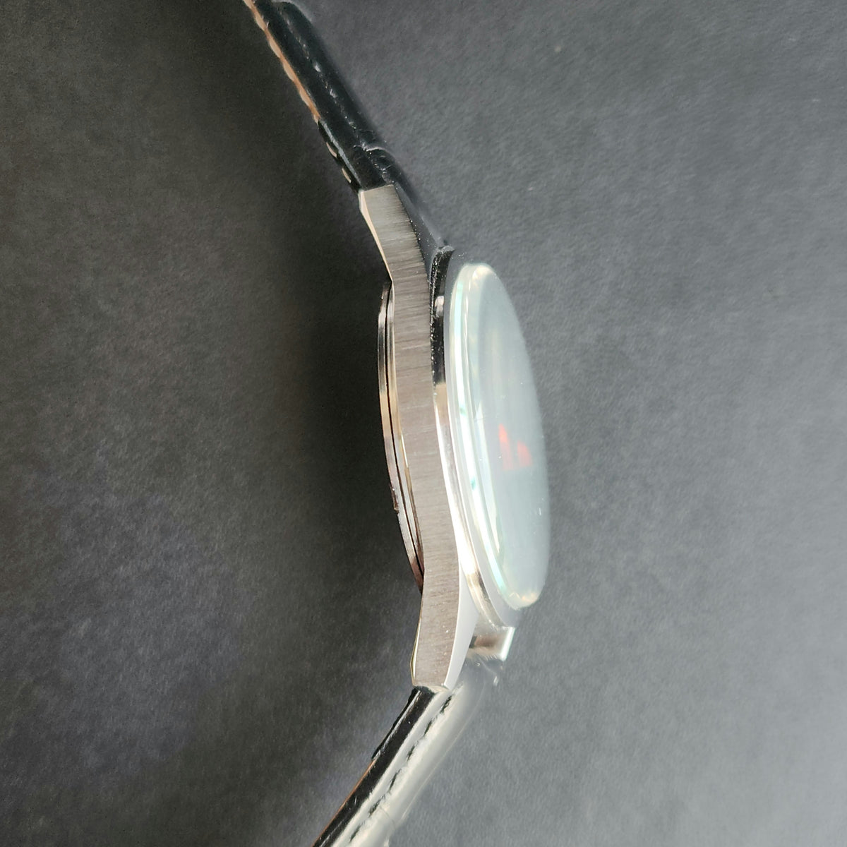 Vintage MOD HMT Janata  Hand Winding 17 Jewels Blue Face Black leather Strap Men's Wrist Watch K22