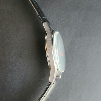 Vintage MOD HMT Janata  Hand Winding 17 Jewels Blue Face Black leather Strap Men's Wrist Watch K22