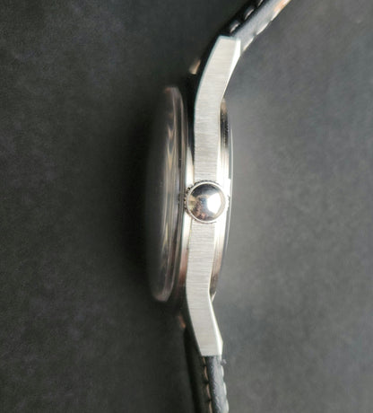 Vintage MOD HMT Janata Bangla Hand Winding 17 Jewels Yellow Face Black Leather Strap Men's Wrist Watch K15