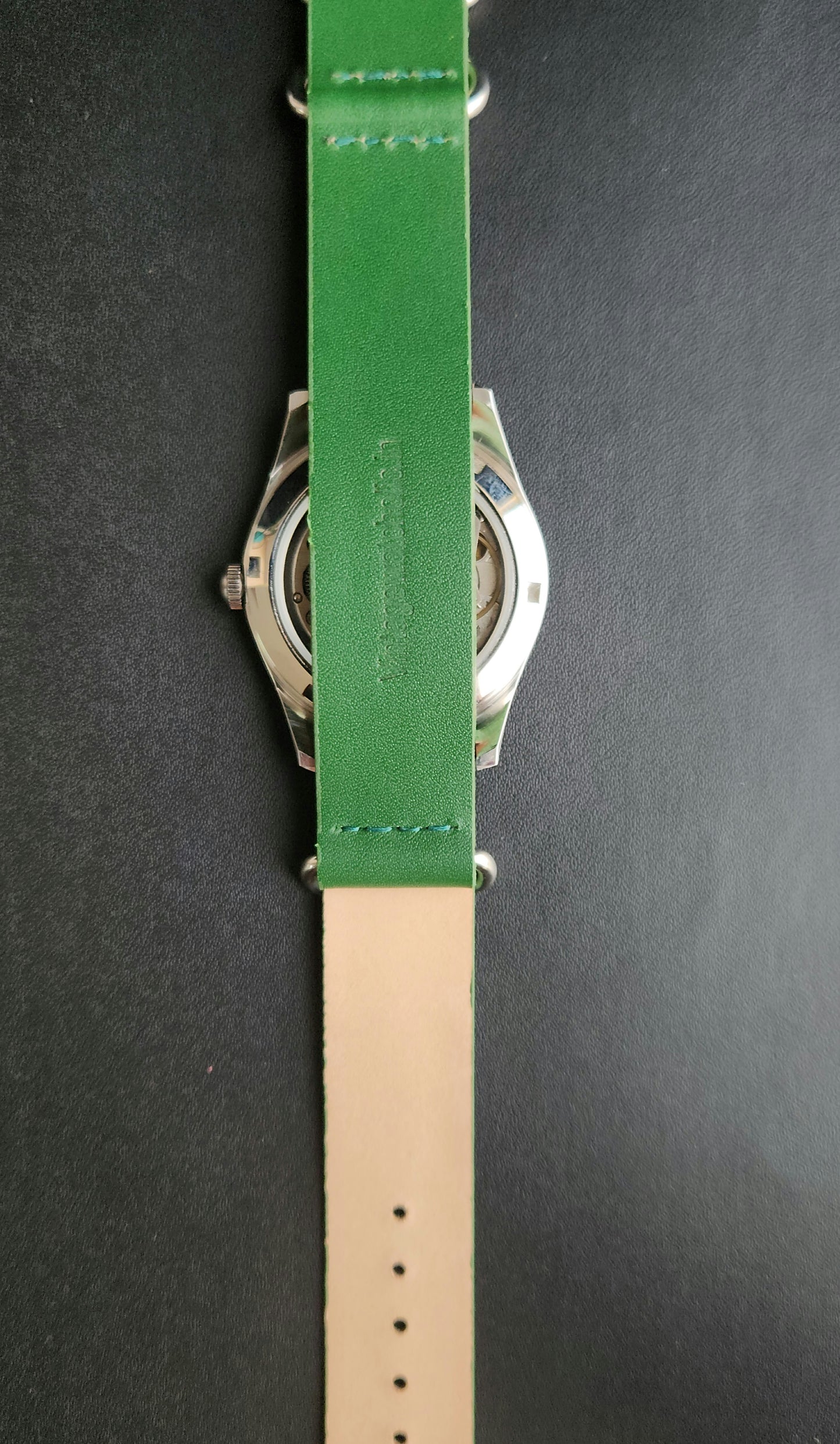 Vintage MOD HMT Janata Bangla Hand Winding 17 Jewels Green Face Green Nato Leather Strap Men's Wrist Watch K13