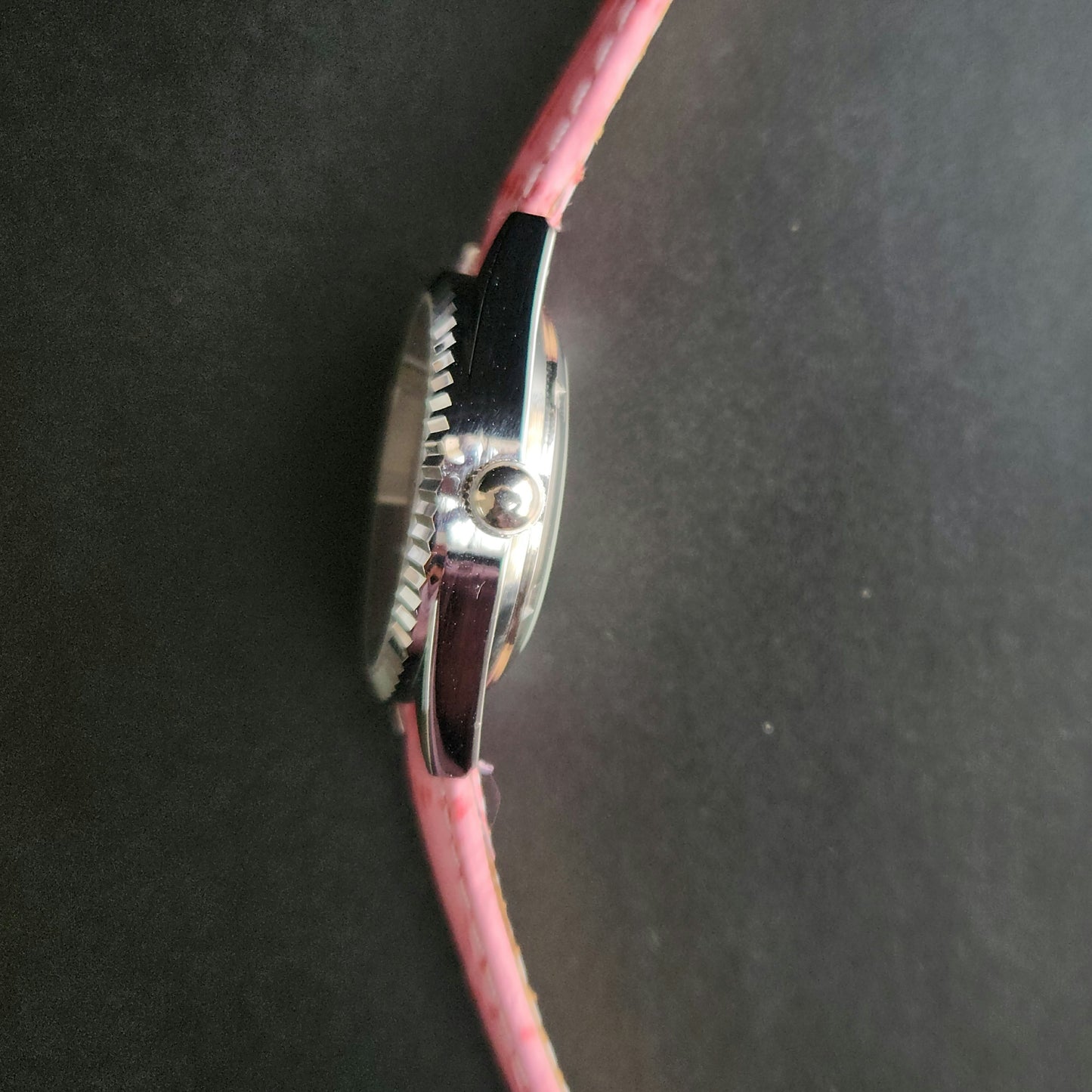 Vintage MOD HMT Kohinoor Hand Winding 17 Jewels Pink Face Pink Leather Strap Men's Wrist Watch K20