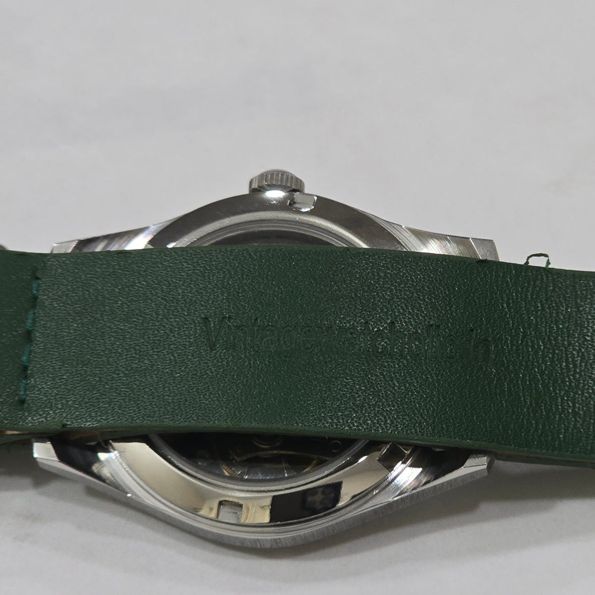 Vintage MOD HMT Janata Telugu Hand Winding 17 Jewels Green Face Green Nato Leather Strap Men's Wrist Watch K11