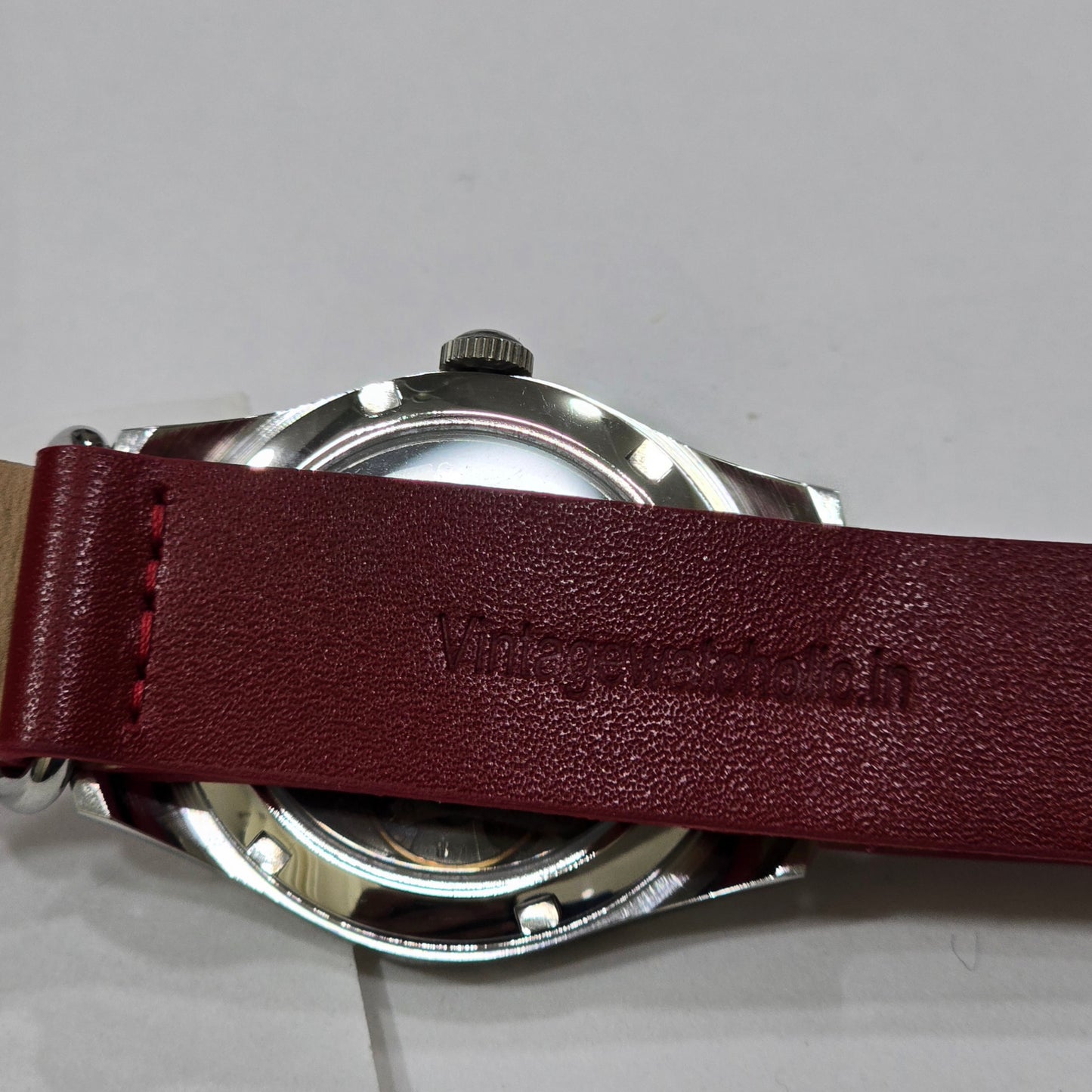 Vintage MOD HMT Janata B.R .Ambedkar Hand Winding 17 Jewels Red Face Red Nato Leather Strap Men's Wrist Watch K18