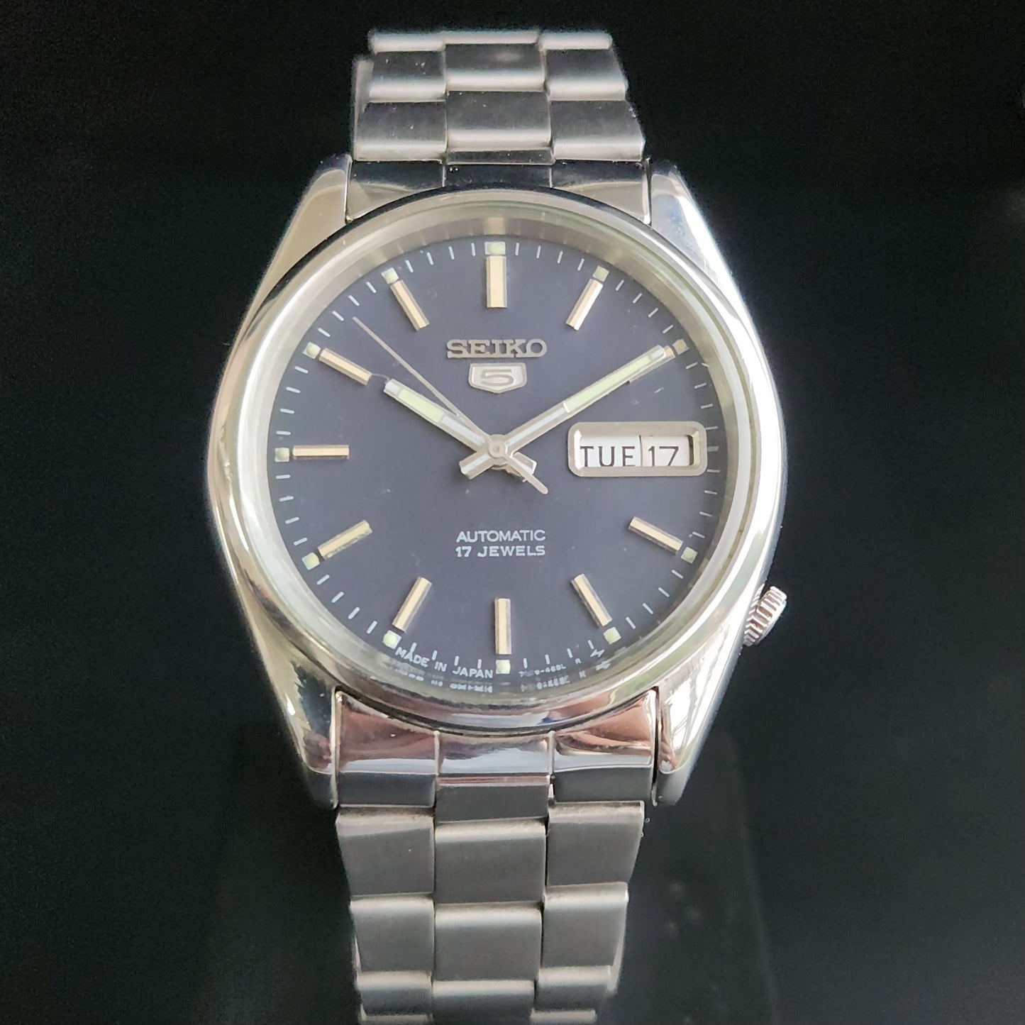 vintage 1985 0riginal Seiko 5 Automatic 6309-8900 Blue Face 21 Jewels Day-Date Japanese Men's Wrist Watch S15
