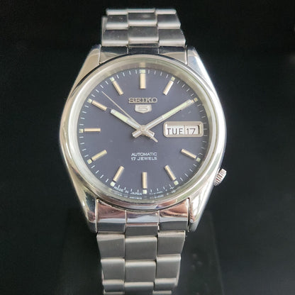 vintage 1985 0riginal Seiko 5 Automatic 6309-8900 Blue Face 21 Jewels Day-Date Japanese Men's Wrist Watch S15