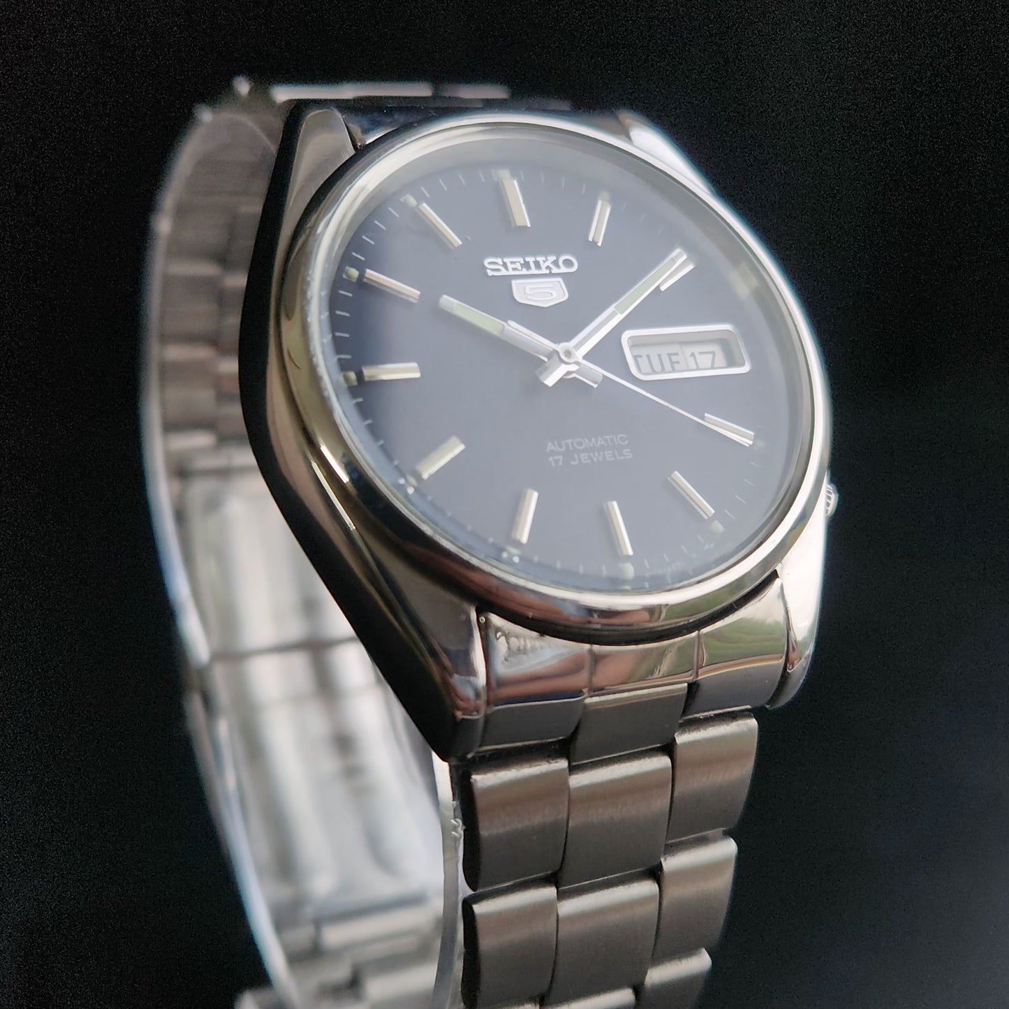 vintage 1985 0riginal Seiko 5 Automatic 6309-8900 Blue Face 21 Jewels Day-Date Japanese Men's Wrist Watch S15