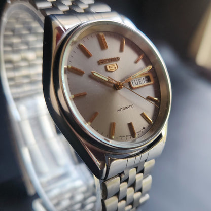 Vintage 1985 Original Seiko 5 Automatic 6309-8900 Gray Face 17Jewels Day-Date Japanese Men's Wrist Watch S21