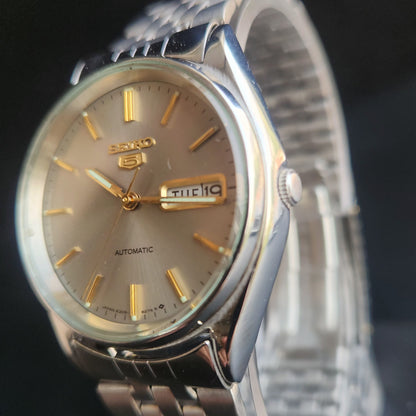 Vintage 1985 Original Seiko 5 Automatic 6309-8900 Gray Face 17Jewels Day-Date Japanese Men's Wrist Watch S21