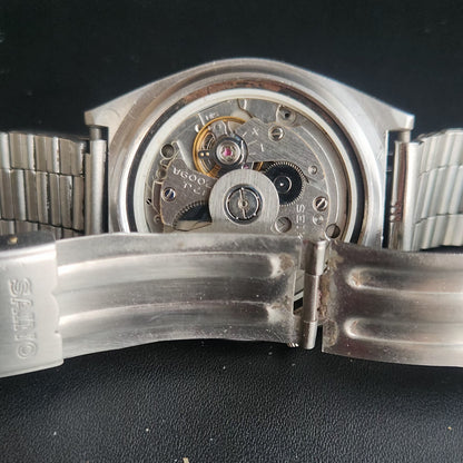 Vintage 1985 Original Seiko 5 Automatic 7009-8761 Grey Face 17 Jewels Day-Date Japanese Men's Wrist Watch S30