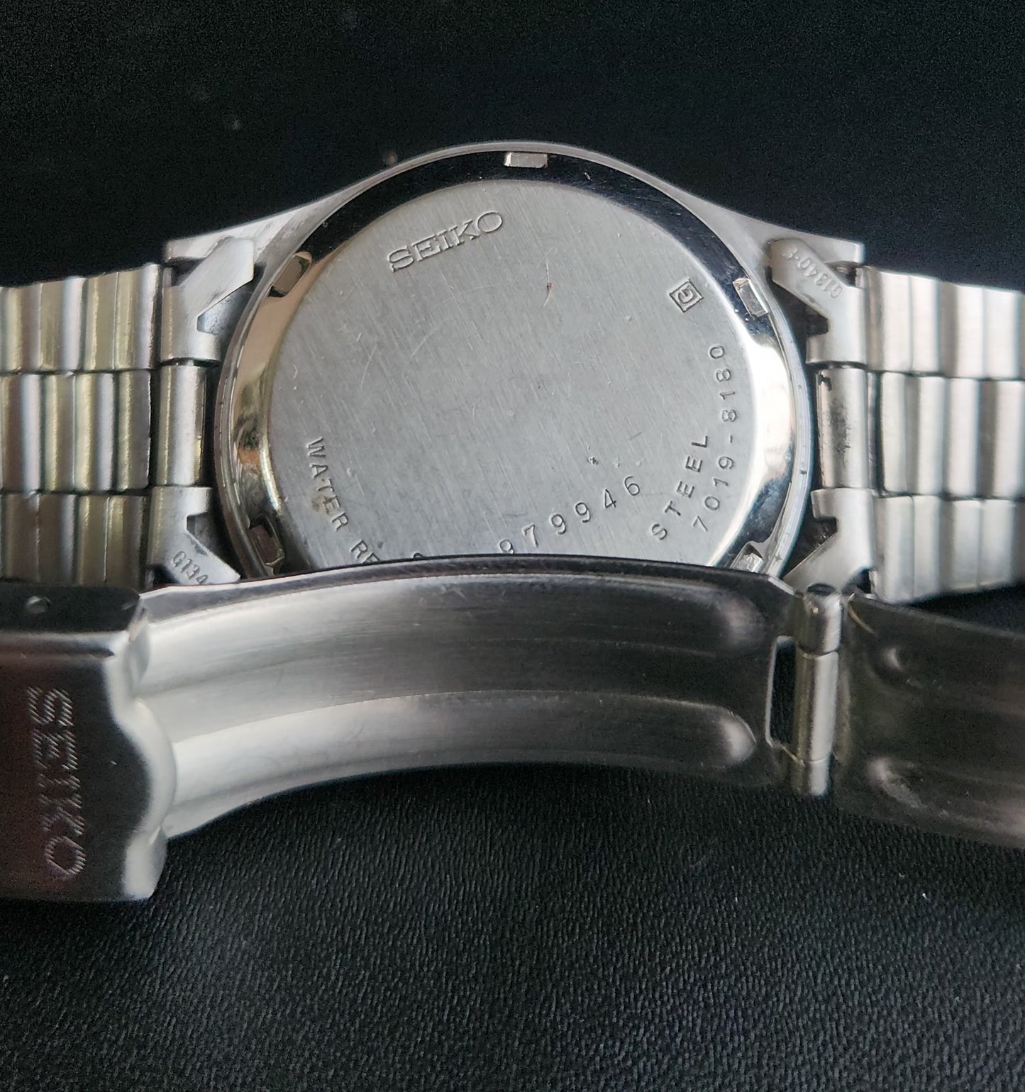 Vintage 1969 Original Seiko 5 Automatic 7019-8180 Black Face 21 Jewels Day-Date Japanese Men's Wrist Watch S36