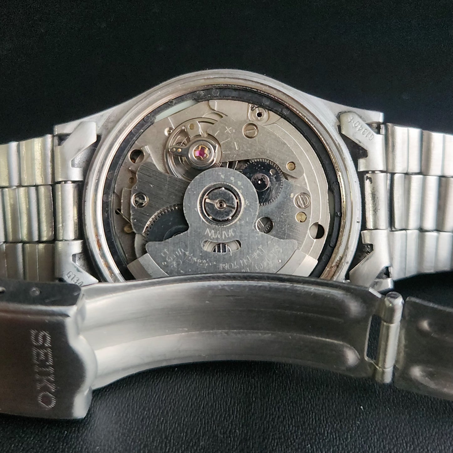 Vintage 1969 Original Seiko 5 Automatic 7019-8180 Black Face 21 Jewels Day-Date Japanese Men's Wrist Watch S36