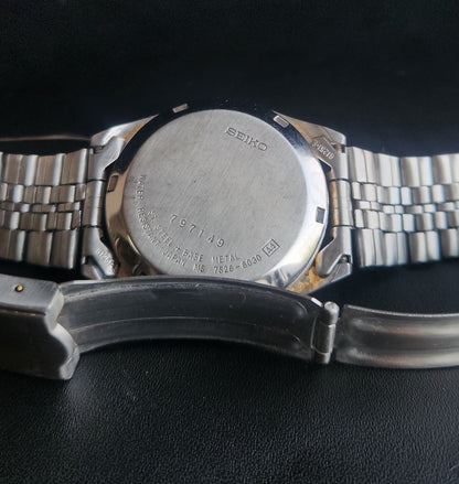 Vintage 1997 Original Seiko 5 Automatic 7S26-6030 Golden Face 21 Jewels Day-Date Japanese Men's Wrist Watch S40