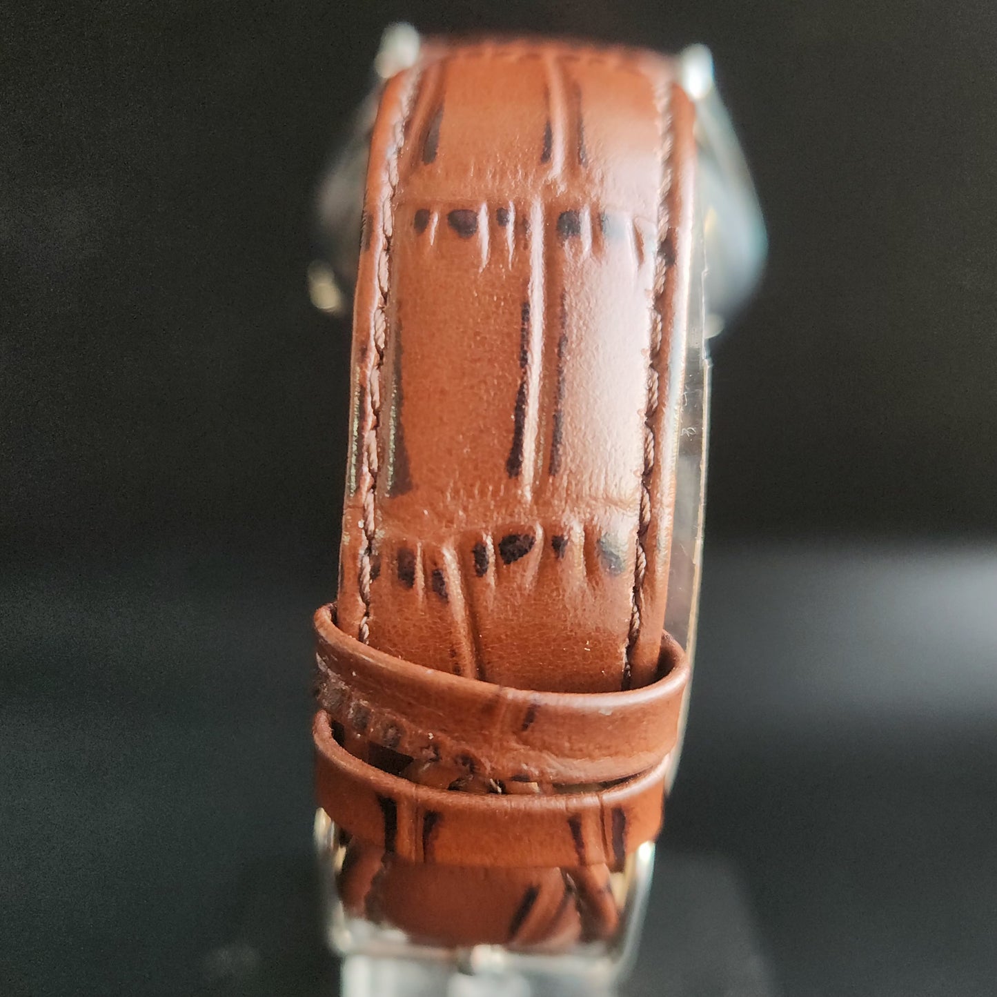 Vintage Mod Arabic Seiko 5 Automatic 17 Jewels Cal. 7009 Pink Face Brown Leather Band Day-Date Men's Wrist Watch S73