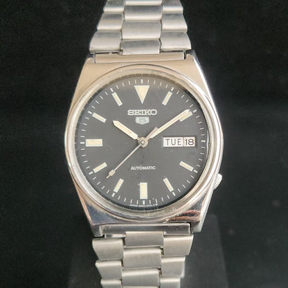 Vintage 1981 Original Seiko 5 Automatic 6309-9040 Black Face 17 Jewels Day-Date Japanese Men's Wrist Watch S63