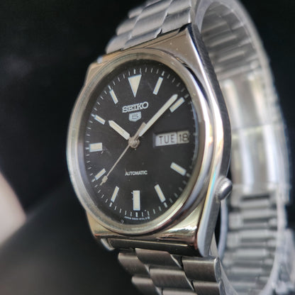 Vintage 1981 Original Seiko 5 Automatic 6309-9040 Black Face 17 Jewels Day-Date Japanese Men's Wrist Watch S63