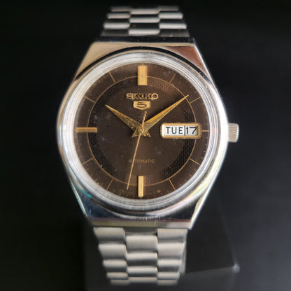 Vintage 1984 Original Seiko 5 Automatic 6309-8930 Brown Face 17 Jewels Day-Date Japanese Men's Wrist Watch S79