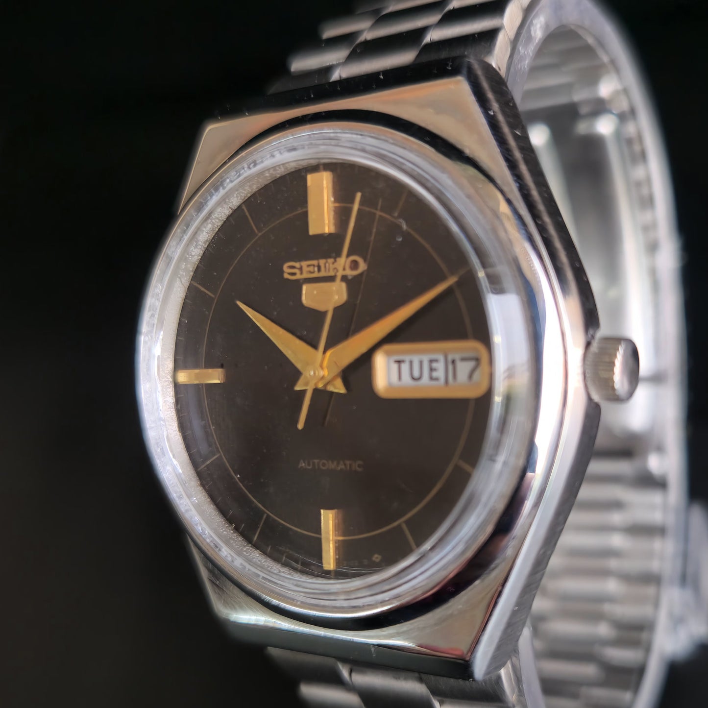 Vintage 1984 Original Seiko 5 Automatic 6309-8930 Brown Face 17 Jewels Day-Date Japanese Men's Wrist Watch S79
