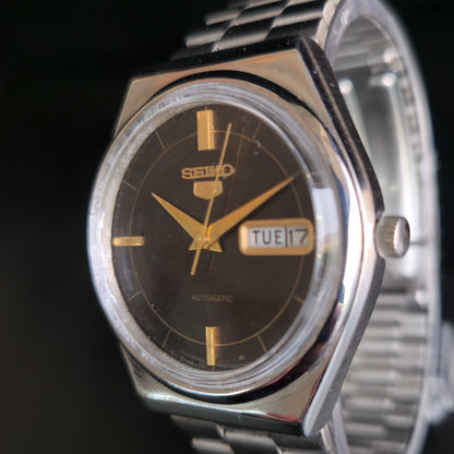 Vintage 1984 Original Seiko 5 Automatic 6309-8930 Brown Face 17 Jewels Day-Date Japanese Men's Wrist Watch S79
