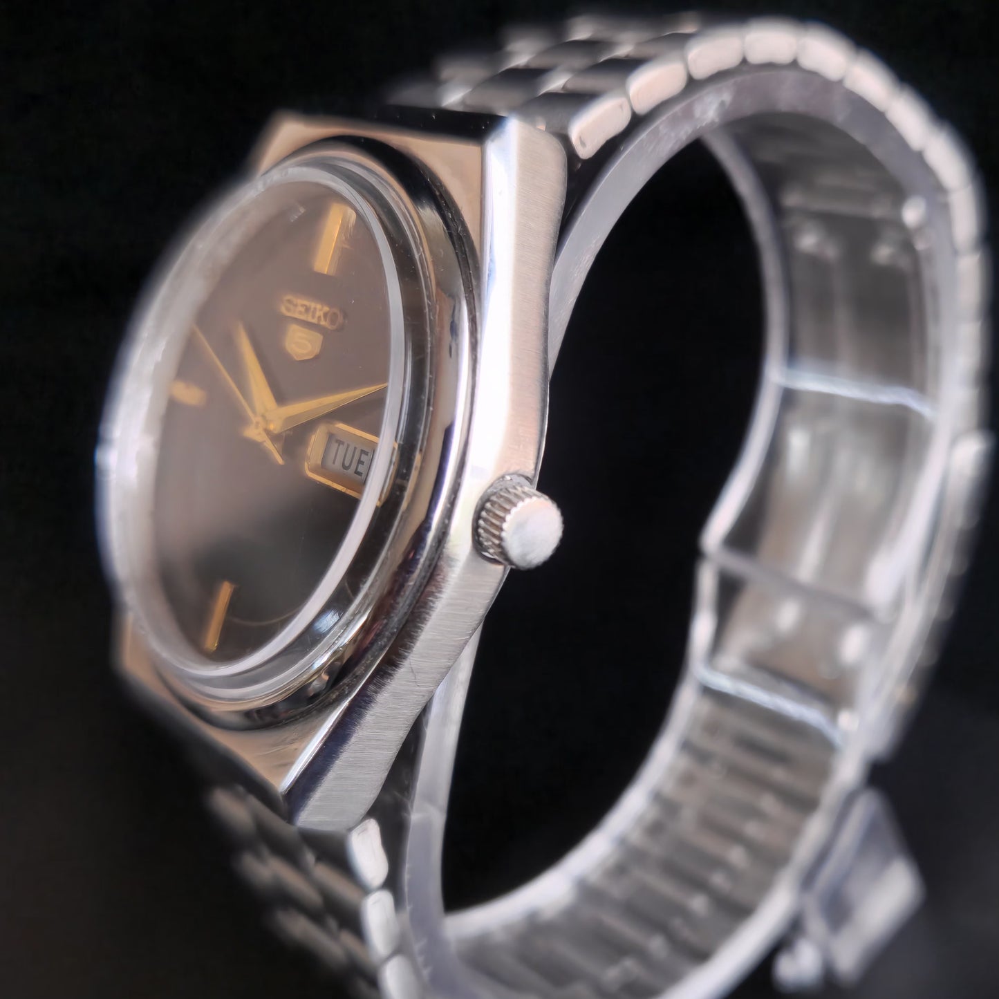 Vintage 1984 Original Seiko 5 Automatic 6309-8930 Brown Face 17 Jewels Day-Date Japanese Men's Wrist Watch S79