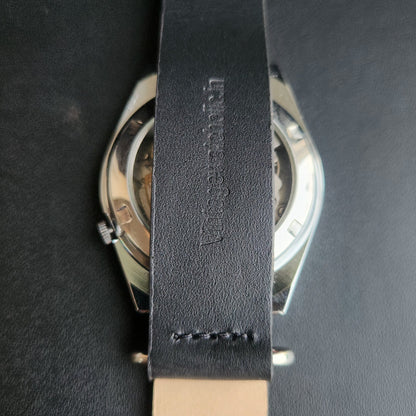 Vintage Mod Seiko 5 Automatic 17 Jewels Cal. 7009 Yellow Face Black Nato Leather Band Day-Date Men's Wrist Watch SK