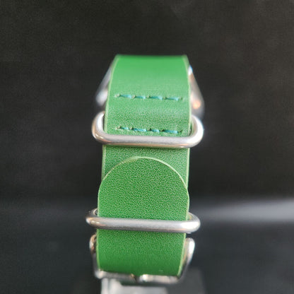 Vintage Mod Seiko 5 Automatic 17 Jewels Cal. 7009 Green Face Green Nato Leather Band Day-Date Men's Wrist Watch SK