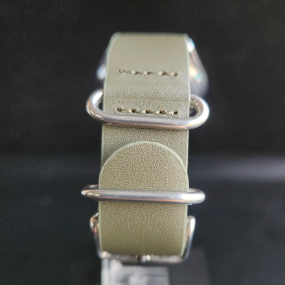 Vintage Mod Seiko 5 Automatic 17 Jewels Cal. 7009 Green Face Green Nato Leather Band Day-Date Men's Wrist Watch SK