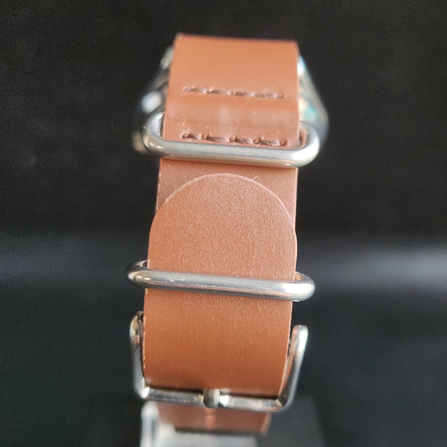 Vintage Mod Seiko 5 Automatic 17 Jewels Cal. 7009 Silver Face Brown Leather Band Day-Date Men's Wrist Watch Sk