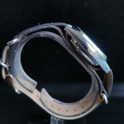 Vintage Mod Seiko 5 Automatic 17 Jewels Cal. 7009 Turquoise Face Black Nato Leather Band Day-Date Men's Wrist Watch Sk