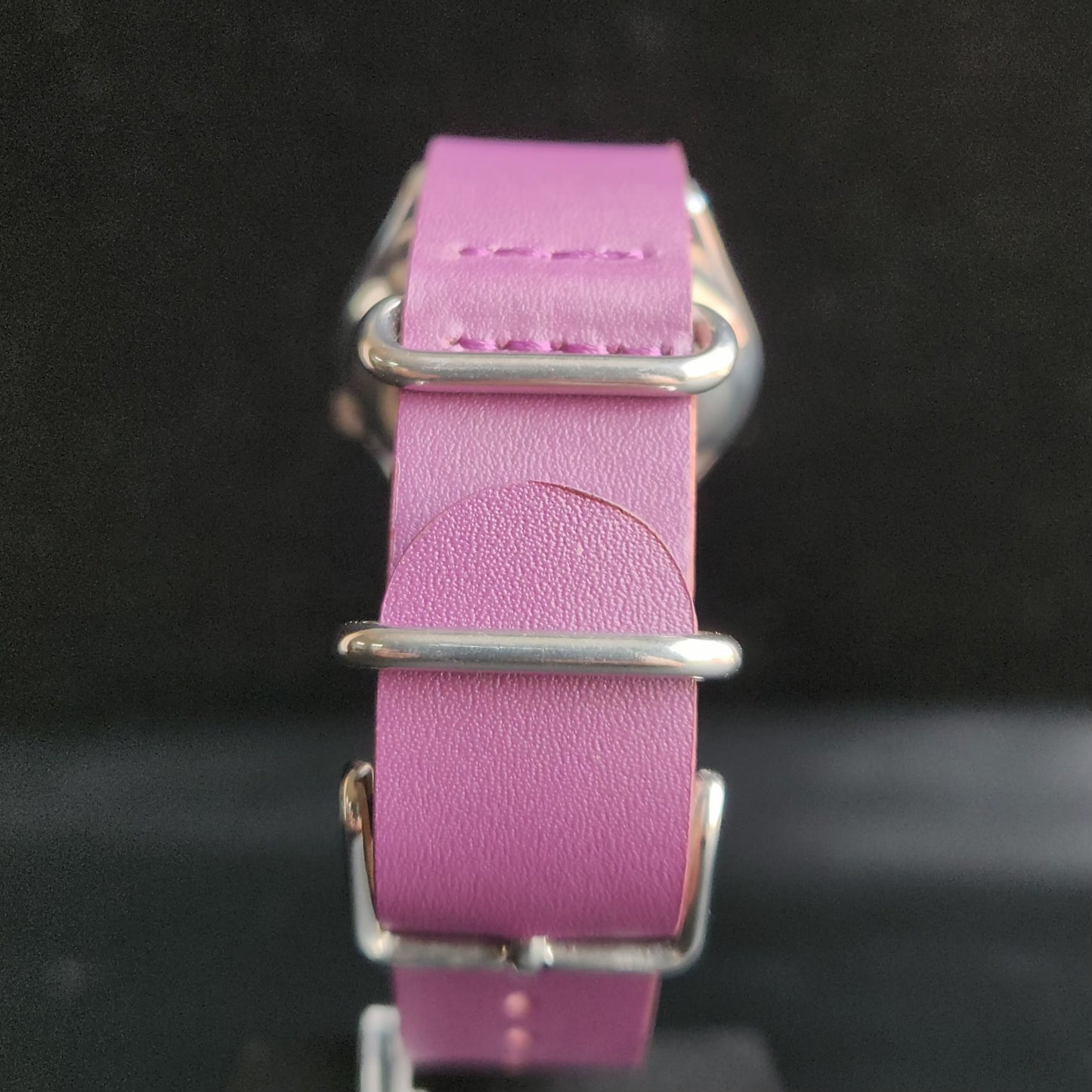 Vintage Mod  Seiko 5 Automatic 17 Jewels Cal. 7009 Purple Face Purple Nato Leather Band Day-Date Men's Wrist Watch Sk