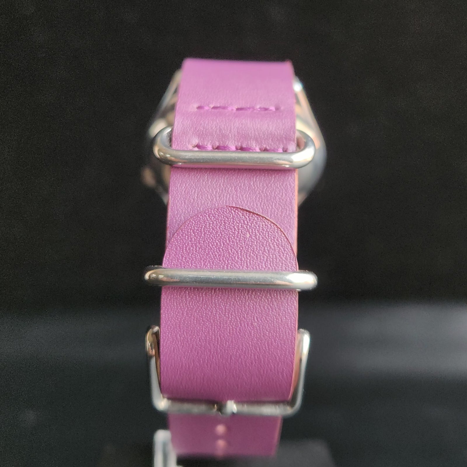 Vintage Mod  Seiko 5 Automatic 17 Jewels Cal. 7009 Purple Face Purple Nato Leather Band Day-Date Men's Wrist Watch Sk