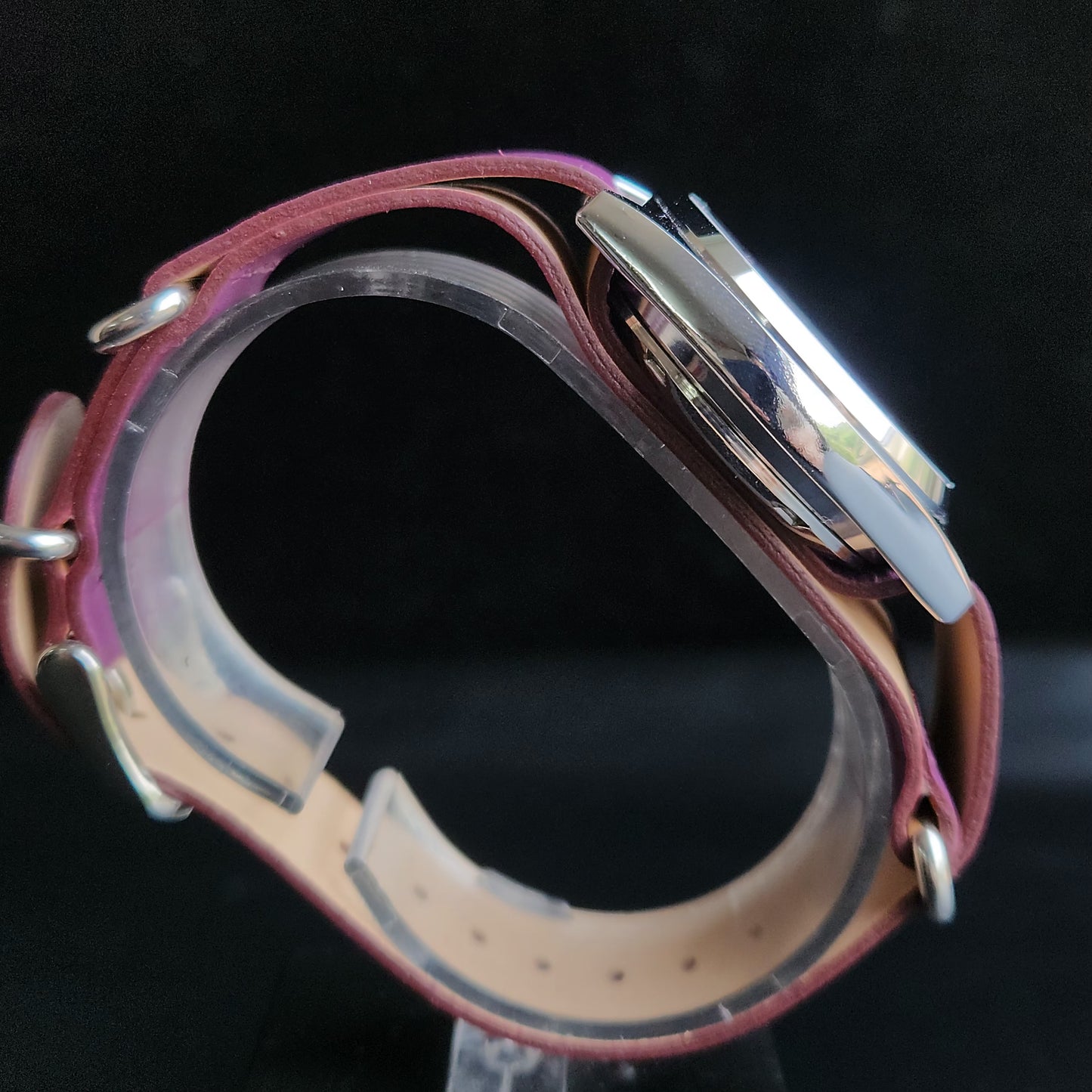 Vintage Mod  Seiko 5 Automatic 17 Jewels Cal. 7009 Purple Face Purple Nato Leather Band Day-Date Men's Wrist Watch Sk